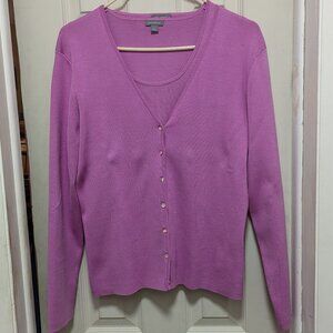 Ann Taylor Lilac Silk Blend Twin Set Size L